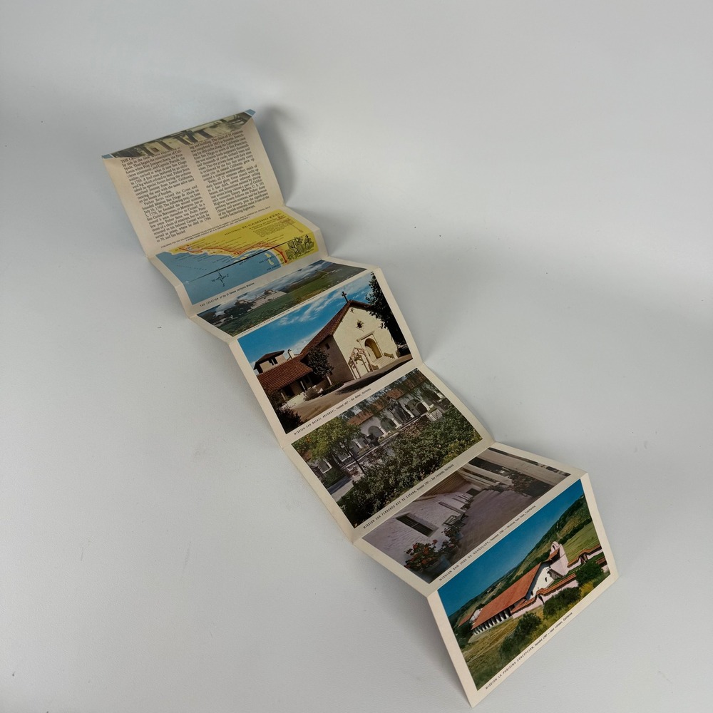 Vintage Spanish Missions of California Mirro-Krome Fold Out Postcard Souvenir #1